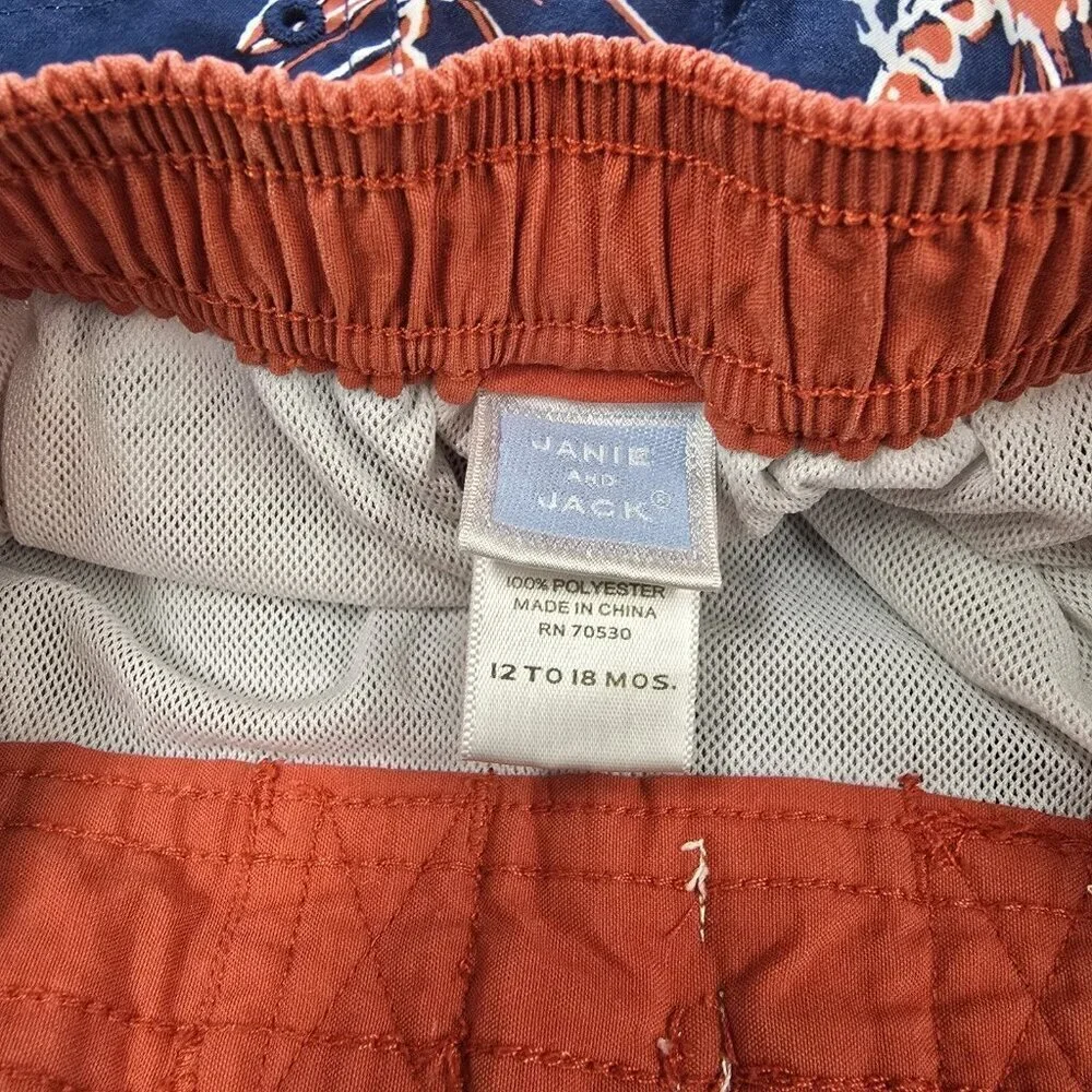 Janie and Jack Lobster Swim Trunks Shorts Boys Size 12-18 Month Elastic Lined
